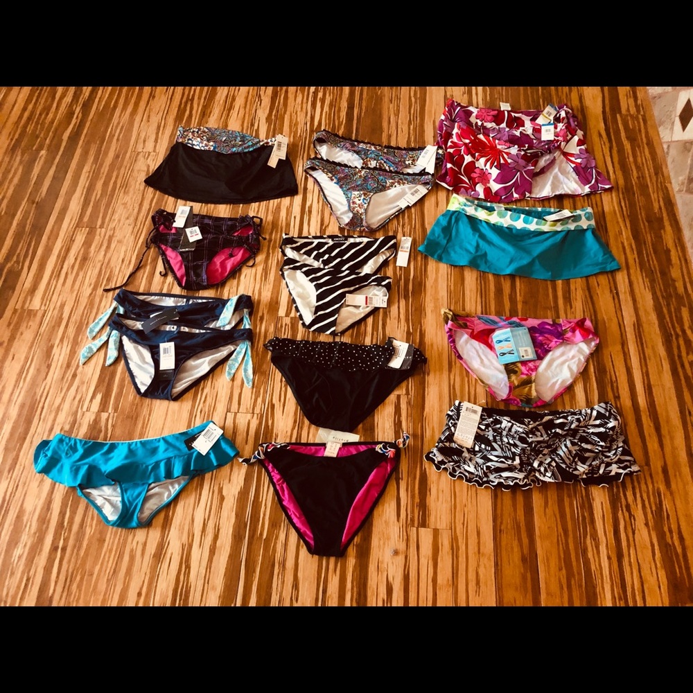 NWT Designer swim bottoms 16 piece Lot DNKY &More!